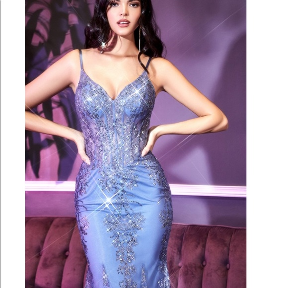 Floral Glitter Print Corset Gown NWT - Picture 5 of 8